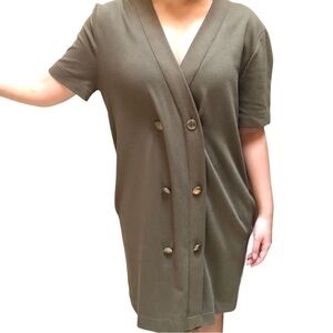 ZARA V-Neck Button Front Dress Size Small